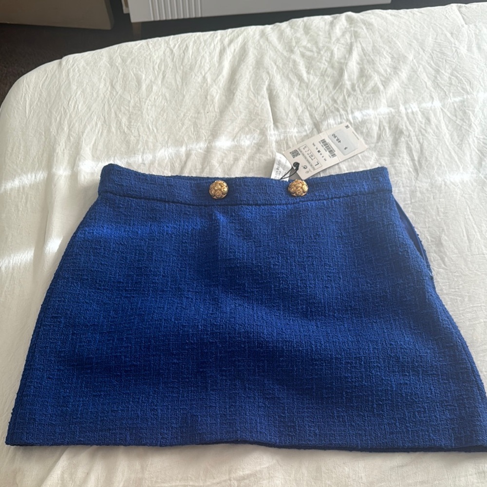 Zara Royal Blue Midi Skirt with Gold Accents